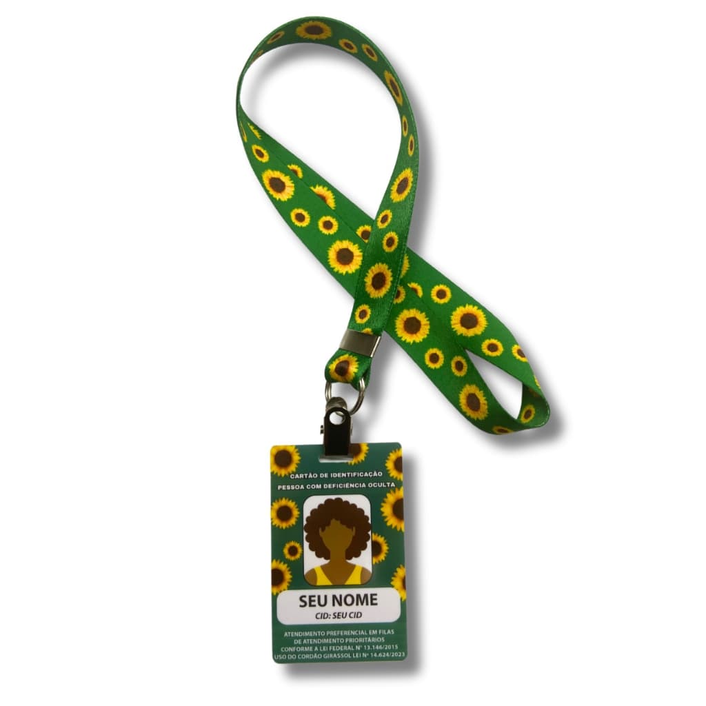 Crachá Personalizado em PVC Girassol Deficiências Ocultas ou Cordão Girassol