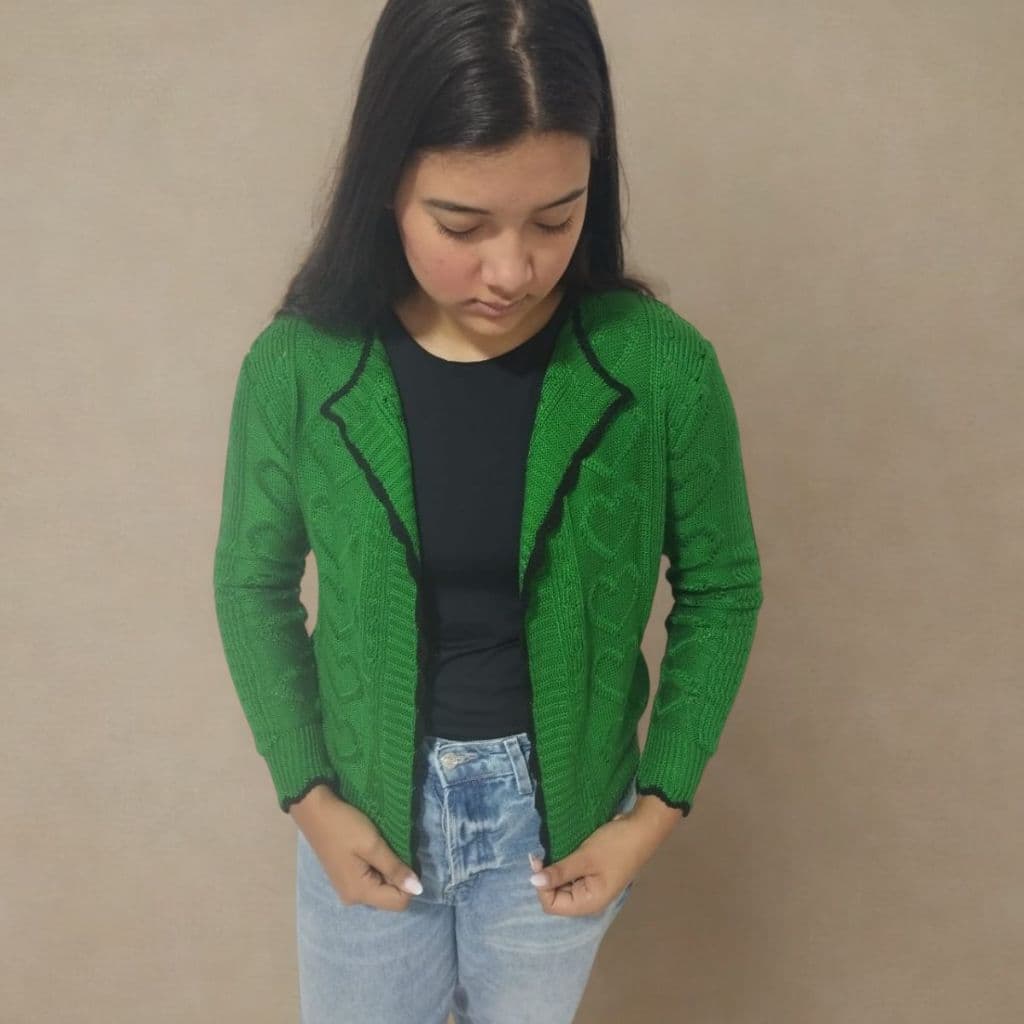 Casaco Feminino Cardigan Casaqueto Tricot Modal Inverno Tricô Texturizado Coração