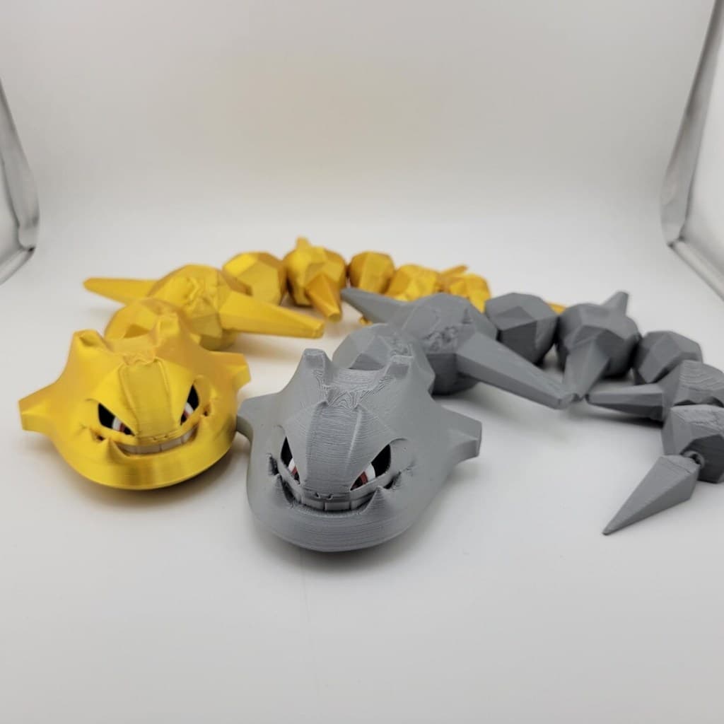 Pokémon Steelix e Onix Articulado 3D | Versão Shiny e Normal | Impressão 3D de Alta Qualidade | Brinquedo Colecionável