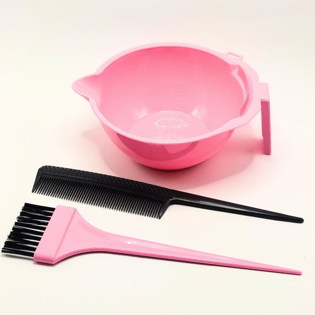 Kit Profissional Tintura Capilar 3 Peças Pincel Cumbuca e Pente aplicador