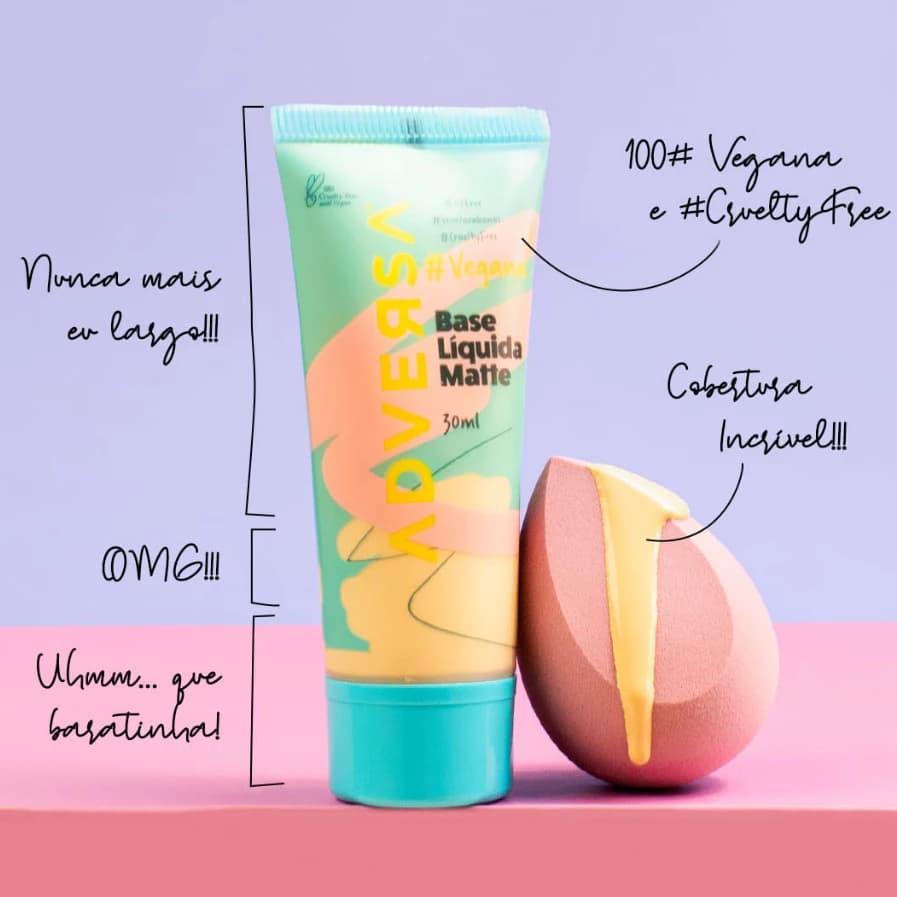 Base Líquida Matte Oil Free Vegana Adversa 25g