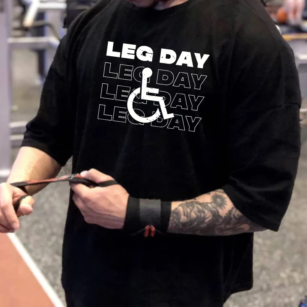 Camiseta Oversized Streetwear Treino Confortável Gym Academia Leg Day Esportes