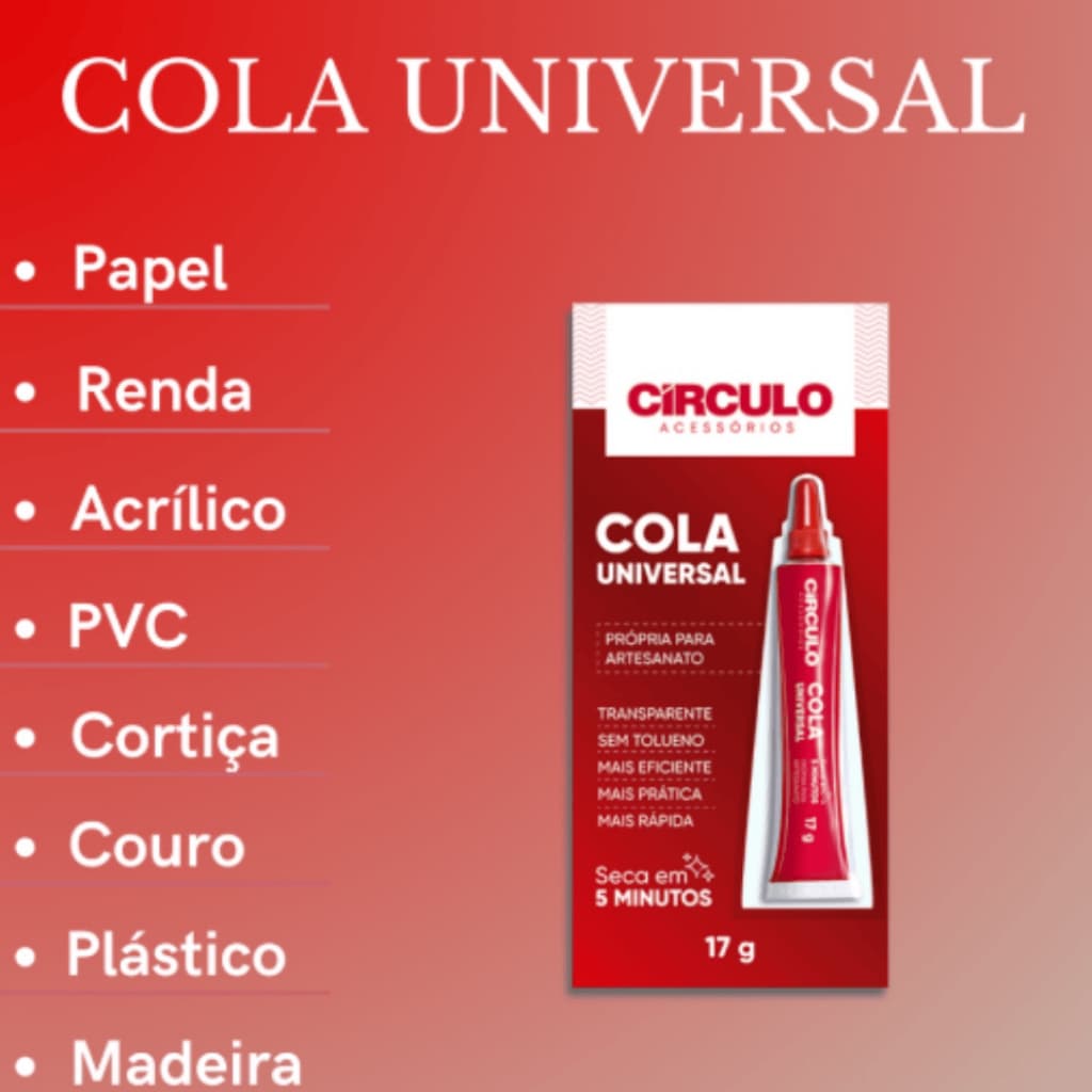 Cola Universal Circulo Própria para artesanato 17g ou 51g-  Seca Rápido