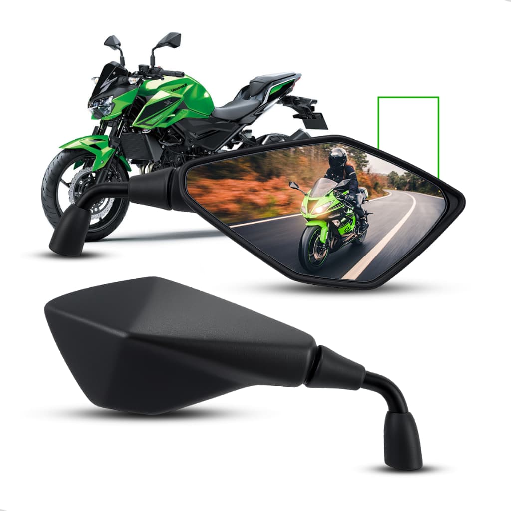 Retrovisor Z400 Haste Curta Rebaixada 90° Lente Convexa Honda e Yamaha