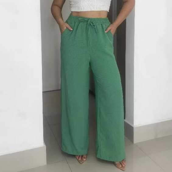 Calça Pantalona Cintura Alta Duna Com Bolso Feminina PROMOÇÃO TENDENCIA