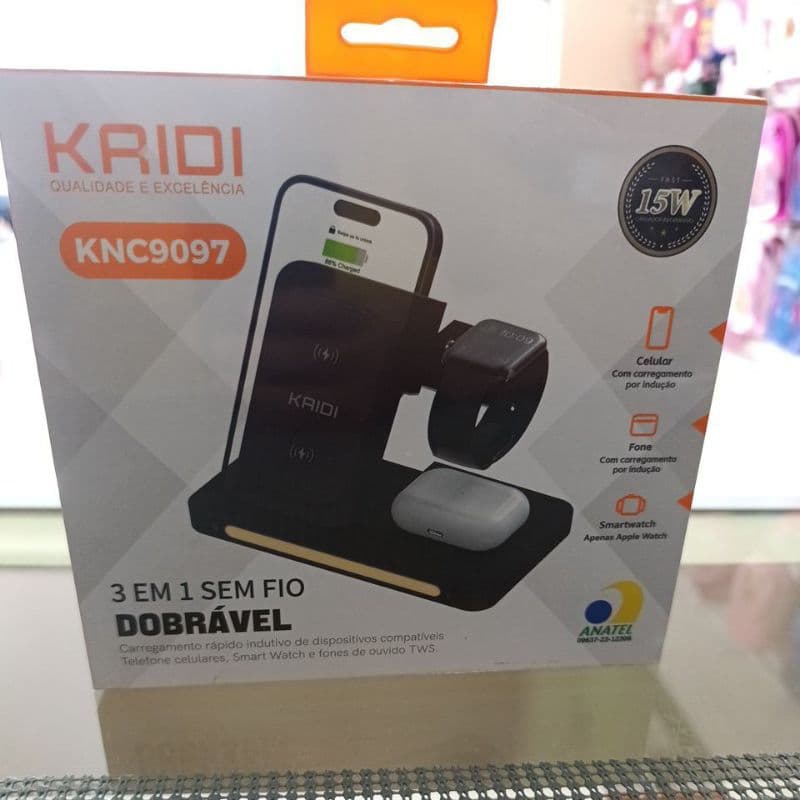 carregador por indução 3 em 1 dobrável KAIDI