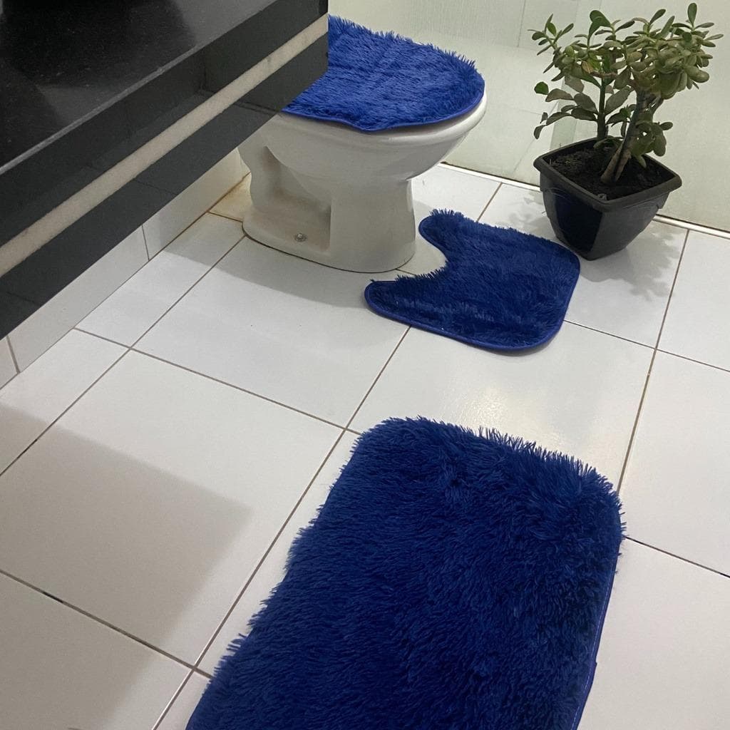 Jogo de Banheiro 3 peças Peludo Felpudo Antialérgico Antiderrapante