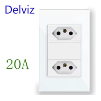 Tomada parede, Tomada elétrica padrão de segurança brasileira 20A 110V ~ 250V painel de vidro