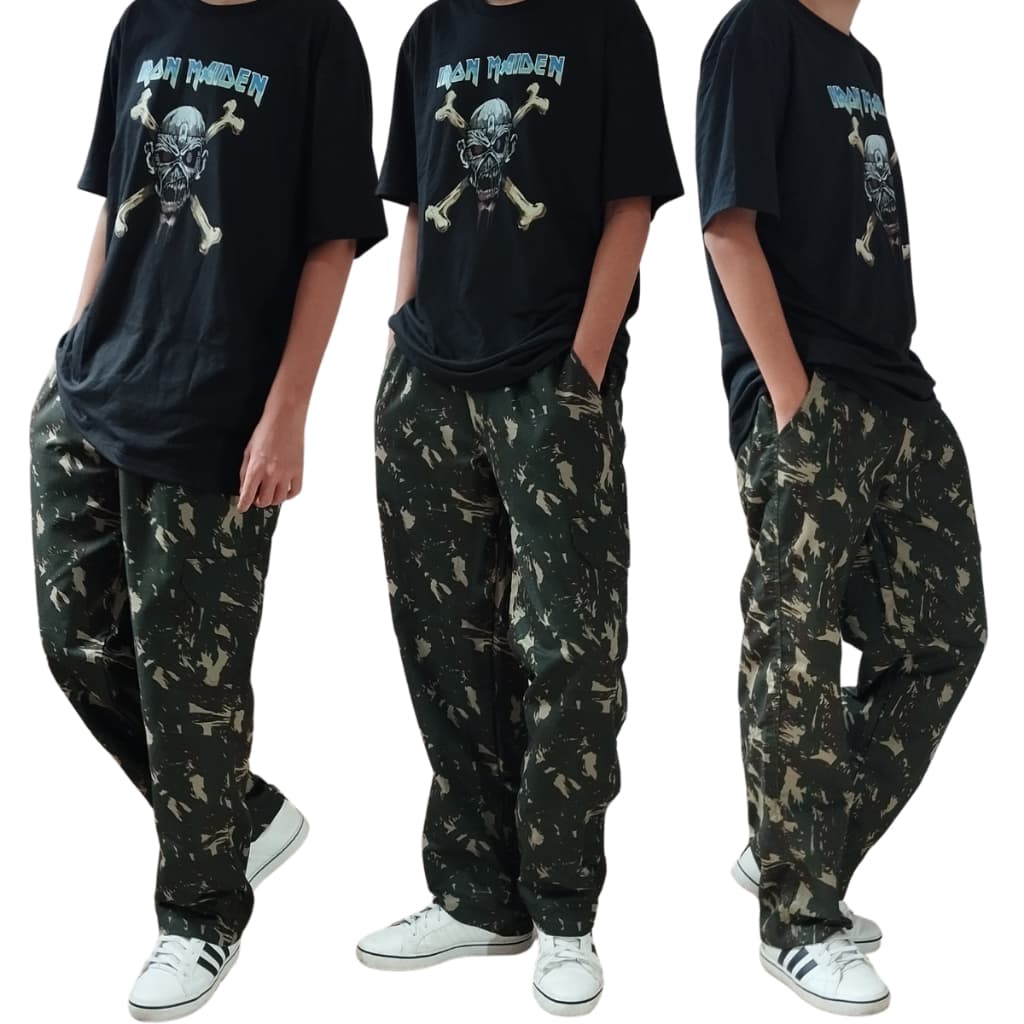 Calça Cargo Oversize Camuflado Tatica Militar Exercito Skate Trilha PaintBall Airsoft Folgada
