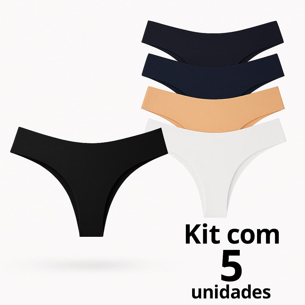 Kit 5 Calcinhas Fio Dental sem costura corte a laser