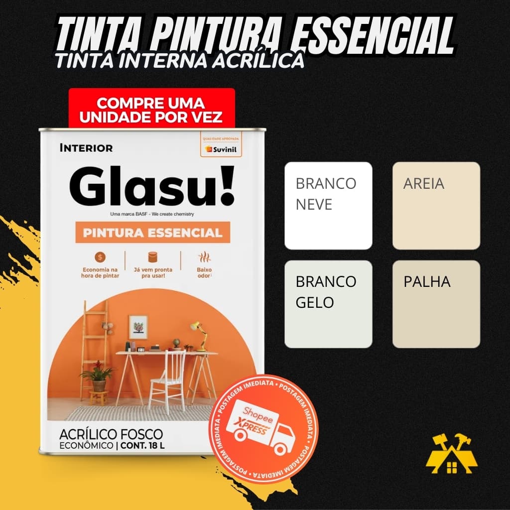 Tinta Acrílica Glasu Essencial 18 Litros Suvinil Cores