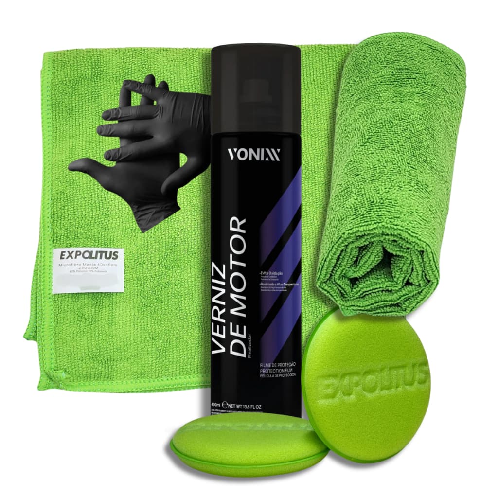Verniz De Motor 400ml Vonixx + 2 Aplicador Expolitus + 2 Microfibra Expolitus
