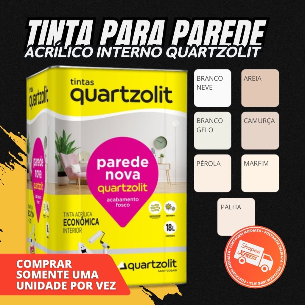 Tinta Acrílica Economica Parede Nova 18 Litros Anti - Mofo - QUARTZOLIT BRANCO & CORES