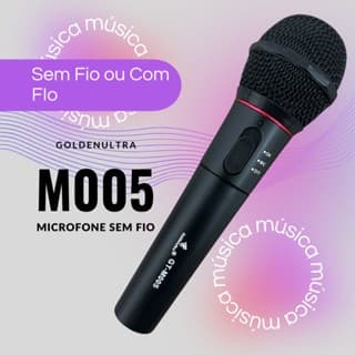 Microfone Karaoke Sem Fio e Com Fio 2 em 1 com Receptor e Antena M005