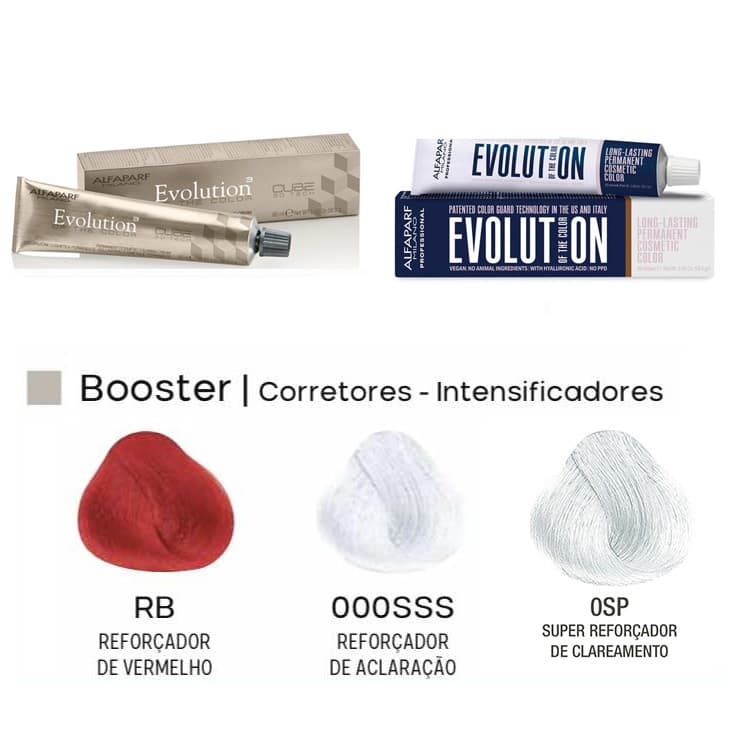 Coloração Alfaparf - REFORÇADORES (BOOSTERS) - Tintura Evolution Of The Color Cube 60g