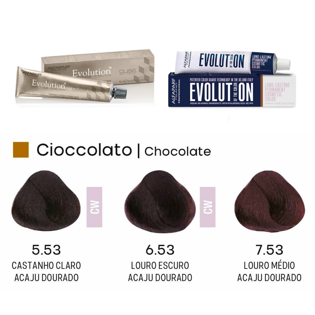 Coloração Alfaparf - (.53) - CHOCOLATE - Tintura Evolution Of The Color Cube 60g