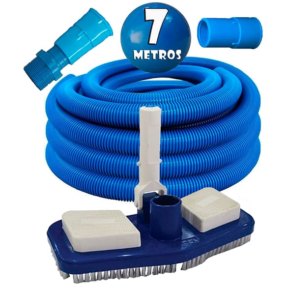Mangueira para piscina flexivel e flutuante com 7 metros + Rodo Aspirador  + ponteiras e adaptador