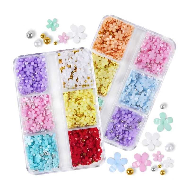 Kit 6 Decorações Coloridas Glitter Holográfico/neon Para Decoração De Unhas