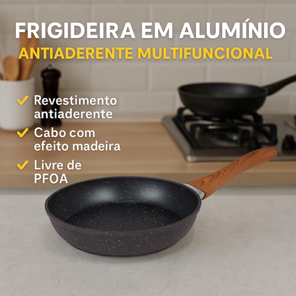 Frigideira Antiaderente Alumínio Fundo Indução Cabo Baquelite Multifuncional Diversos Tamanhos