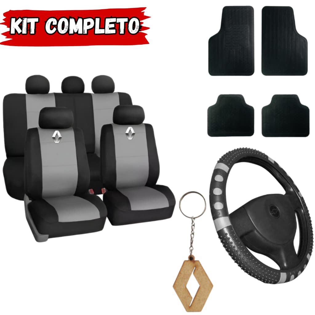 Kit De Capas Couro Banco+Tapete e Capa Volante Carro Sandero 2008 a 2019