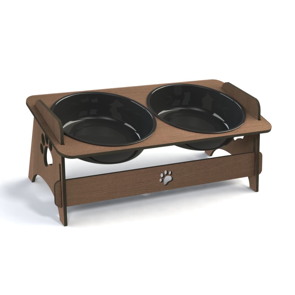 Comedouro Bebedouro Elevando em MDF Para Cachorro e Gato Com 1 ou 2 Tigelas Para Ração e Água