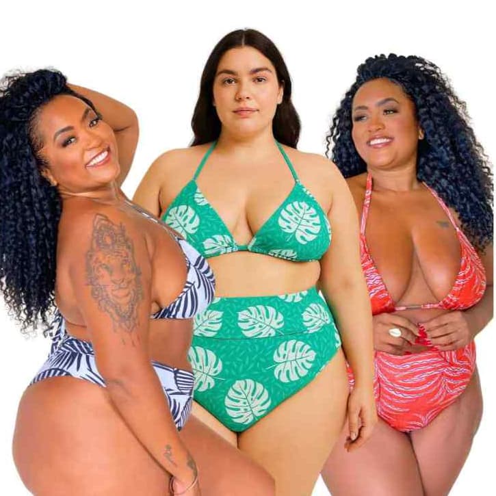 Biquini Plus Size cintura alta feminino cortininha e sunkini fio duplo do 48 ao 70