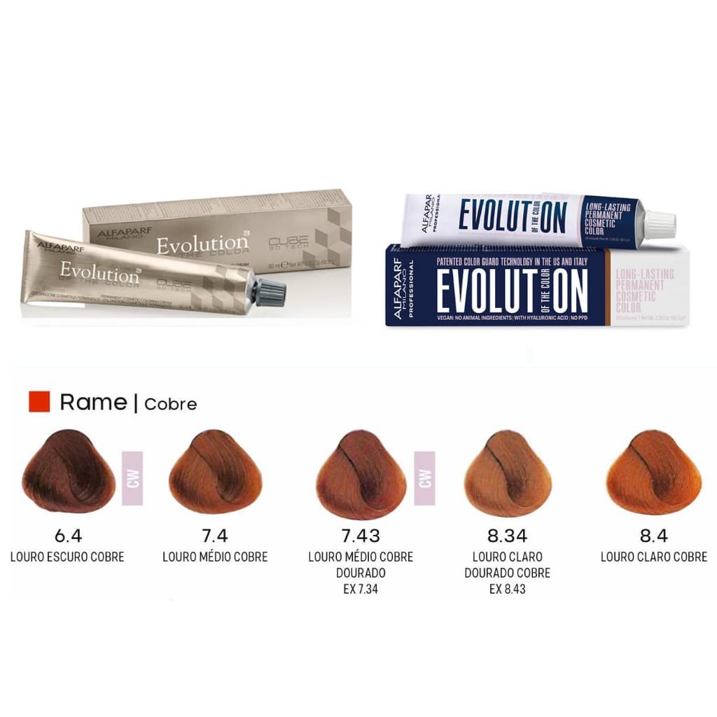 Coloração Alfaparf - (.4) - COBRE - Tintura Evolution Of The Color Cube 60g