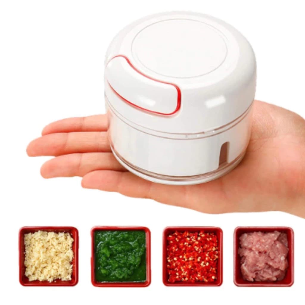 Mini Processador Manual Pica Alho, Cebola, Temperos Fatiador Triturador Para Cozinha Prático
