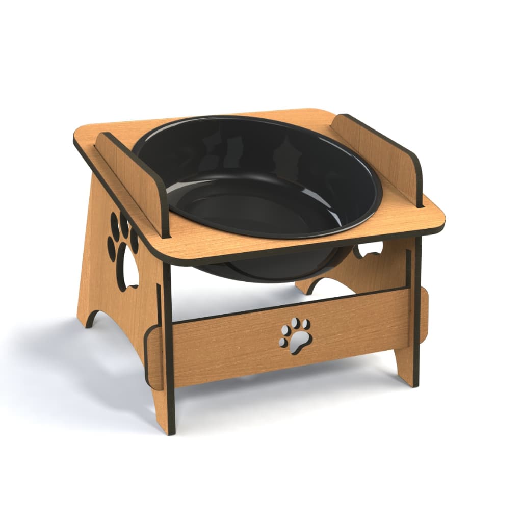 Comedouro Bebedouro Com Pote Para Cachorro e Gato Elevado em MDF Várias Cores