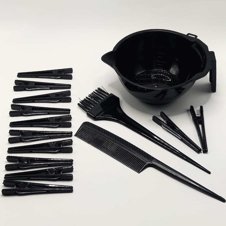 Kit Tintura Cumbuca + Pincel + Pente Fino + Presilha Praticidade para sua Coloração - Cores Sortidas
