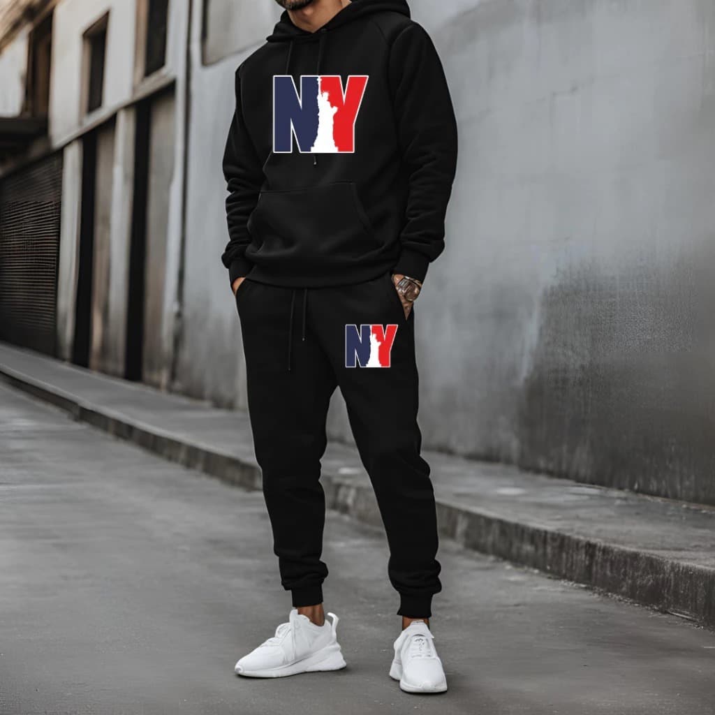 Conjunto de Moletom calça de Moletom e Moletom canguru blusa de frio Masculina feminino Algodão inverno