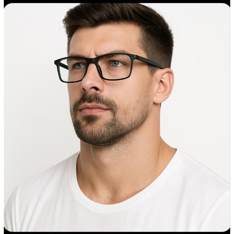 Armação Óculos Masculino Formal Preto Sem Grau Emborrachado Reforçado