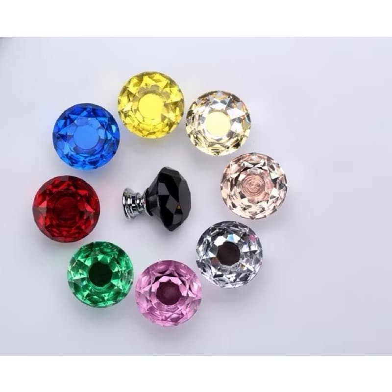 Puxadores De Vidro Cristal Em Forma De Diamante De 30mm para pressao no seu vaso e para Gaveta Armário De Cozinha Para