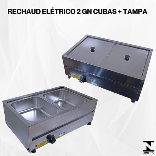 RECHAUD BANHO MARIA ELÉTRICO 2 CUBAS 1/2X100 10 KG 220V