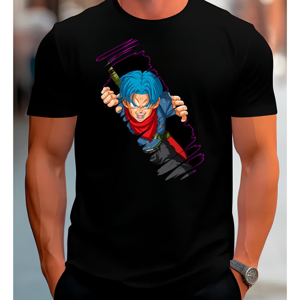 Camiseta Dragon Ball Trunks Adulto Plus Size e Infantil Personagem Trunks Camisa 100% Algodão