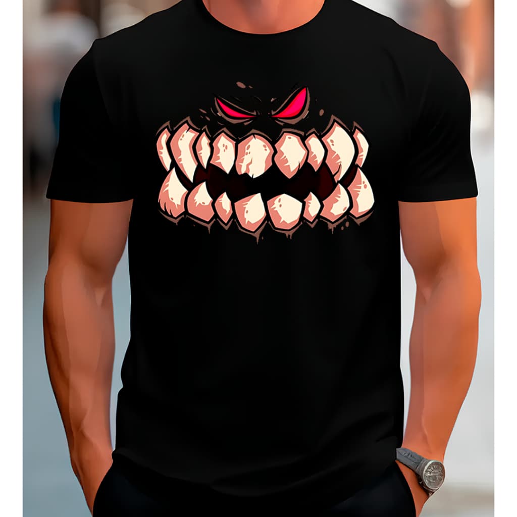 Camiseta Monster Teeth Face Camisa Masculina Feminina 100% Algodão
