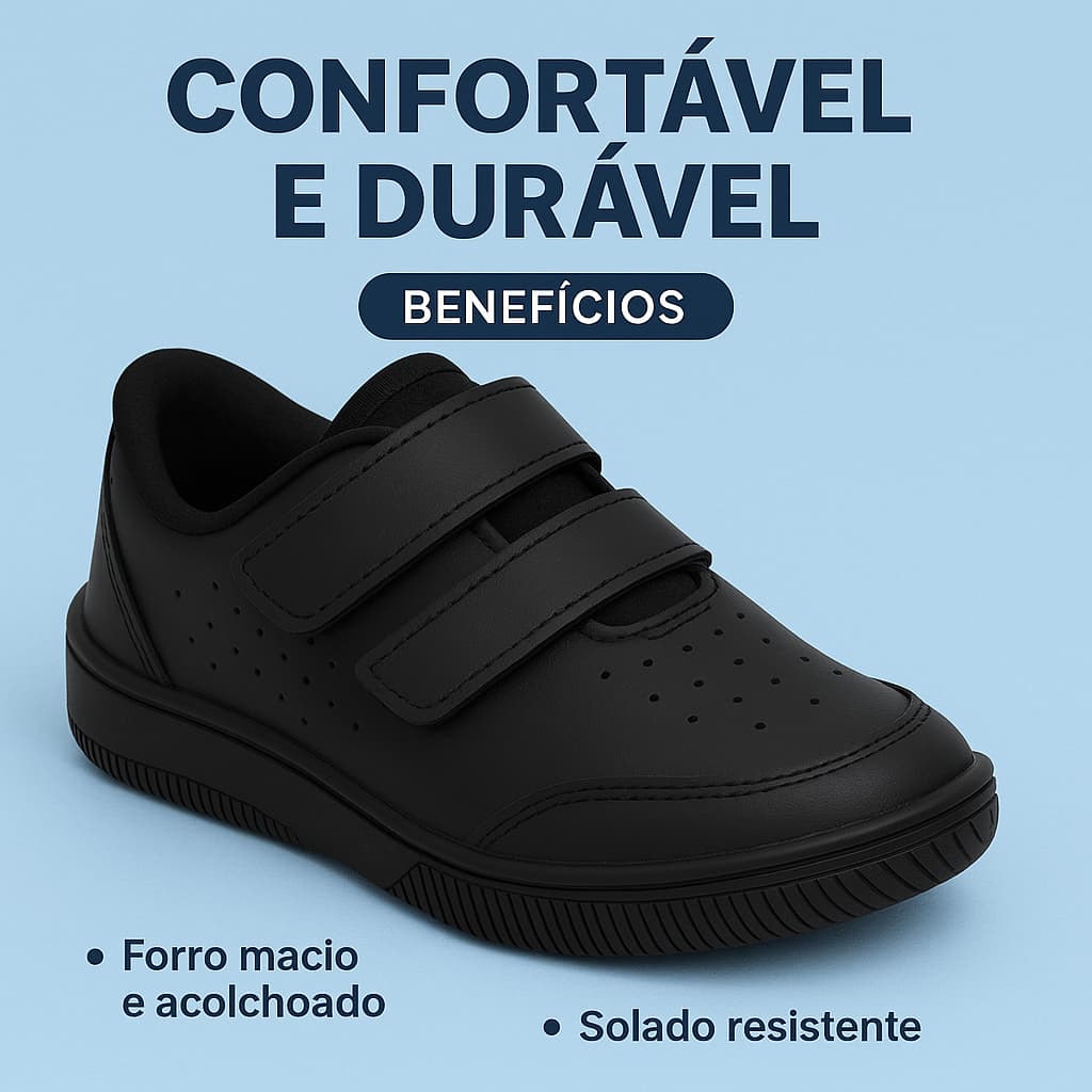 Tênis Infantil Kidy Escolar – Confortável, Resistente e Fácil de Calçar