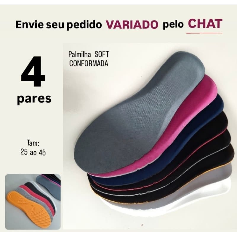 KIT PALMILHA CONFORTAVEL 25 AO 45 P/ TENIS SAPATO, BOTA,SAPATILHA,CHUTEIRA,ORTOPEDICA NO CALCANHAR