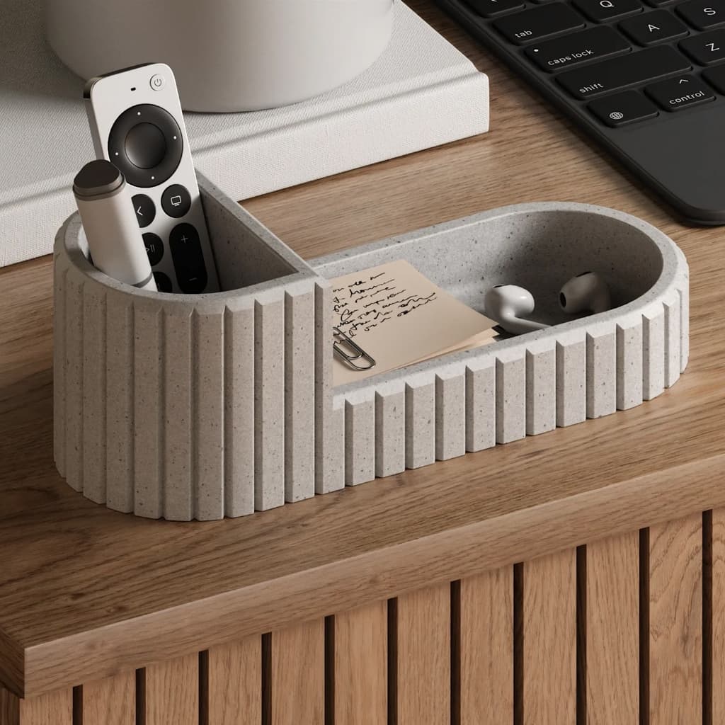 Organizador de Mesa Ripado Porta Caneta para Escritório Recepção e Sala de Estar Moderna