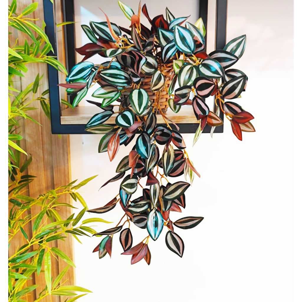 Arranjo decorativo para sala escritorio de prateleiras estante planta outonada lambari permanente 65cm no vaso