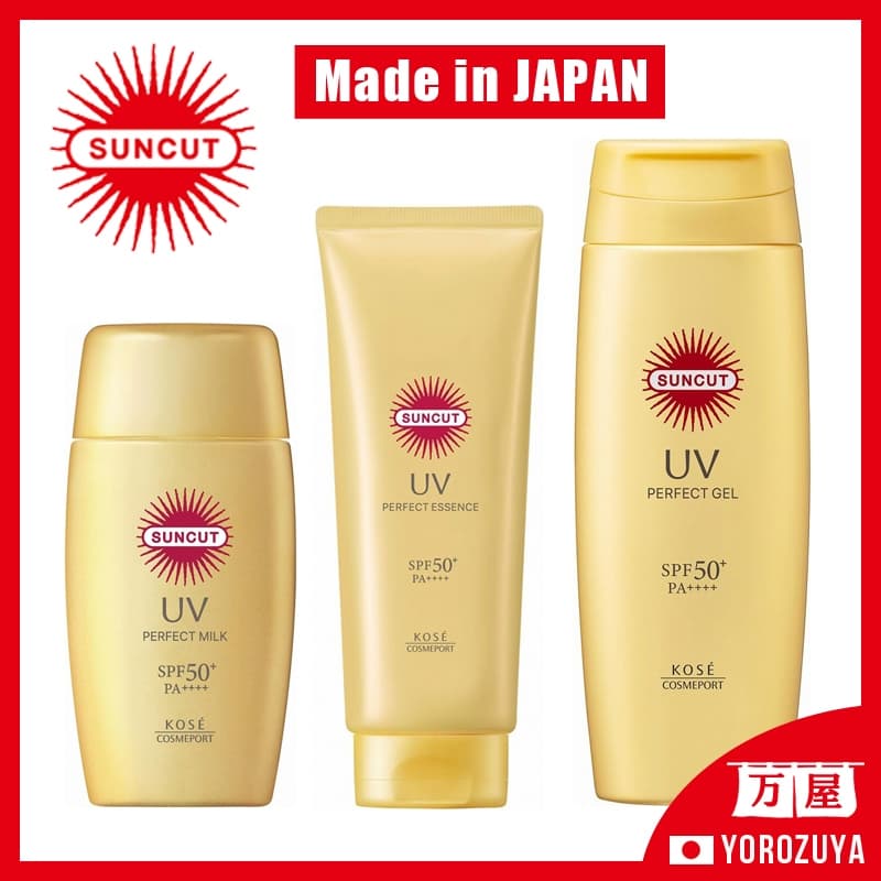 [Fabricado no JAPÃO] Kose Suncut Perfect UV 3 Tipo (Leite / Essência / Gel) Base de protetor solar Suncut Perfect UV Creme FPS50+ PA++++ Cosmeport Direto do JAPÃO Japan Japão