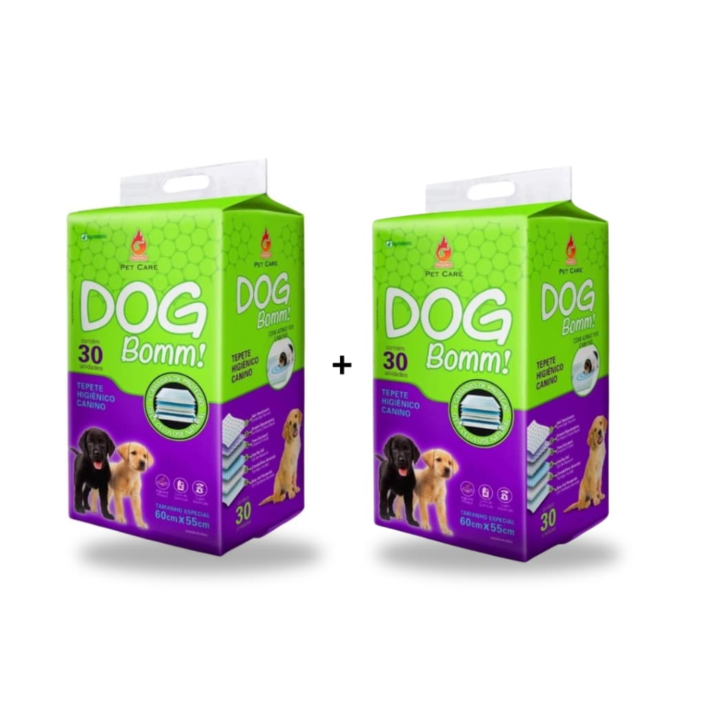 kit Tapete Higiênico Dog Boom 60x55cm com 60 Un – Conforto, Limpeza e Absorção Máxima