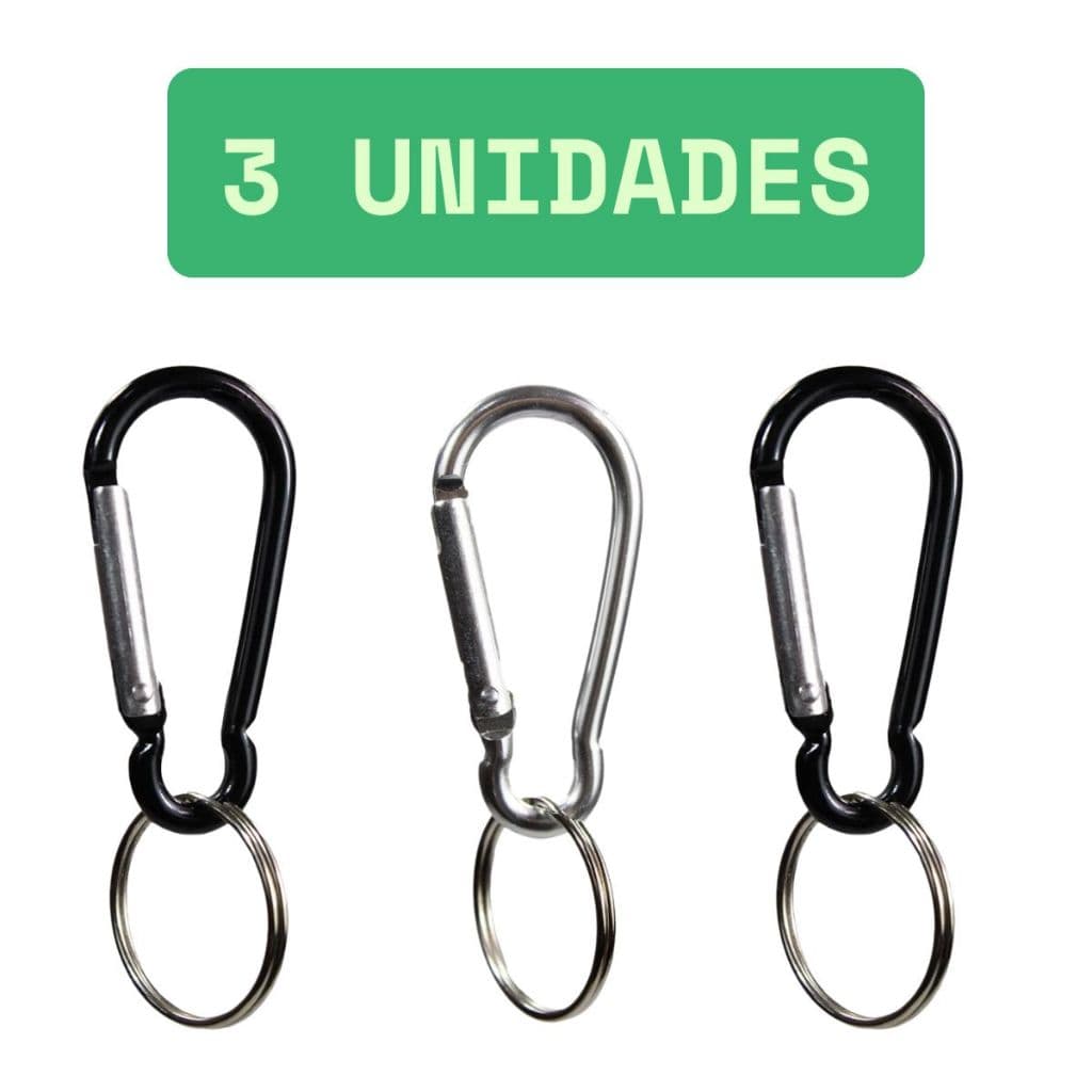 Kit 03 Chaveiro Mosquetão Alumínio Colorido Com Argola Para Mochilas Acessórios
