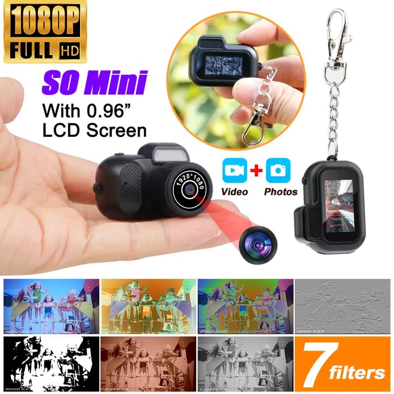 Mini Câmera Portátil: HD 1080p, tela, para casa/esporte. Estilo vintage com suporte gravador embutido!
