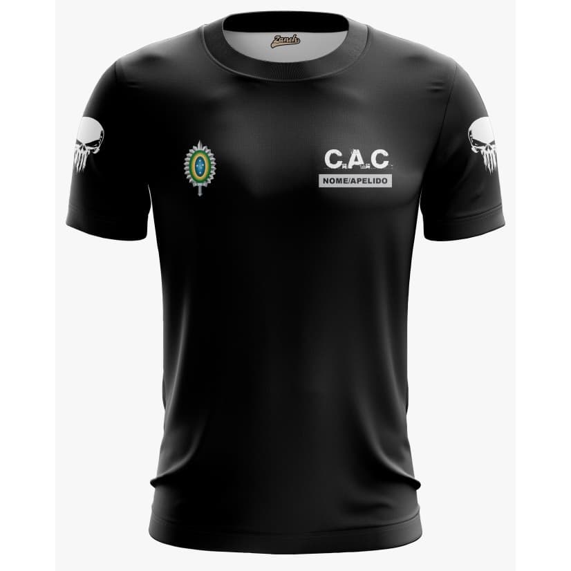 Camisa CAC ATIRADOR dryfit UV 2024 + Nome personalizado. Varias cores proteção UV
