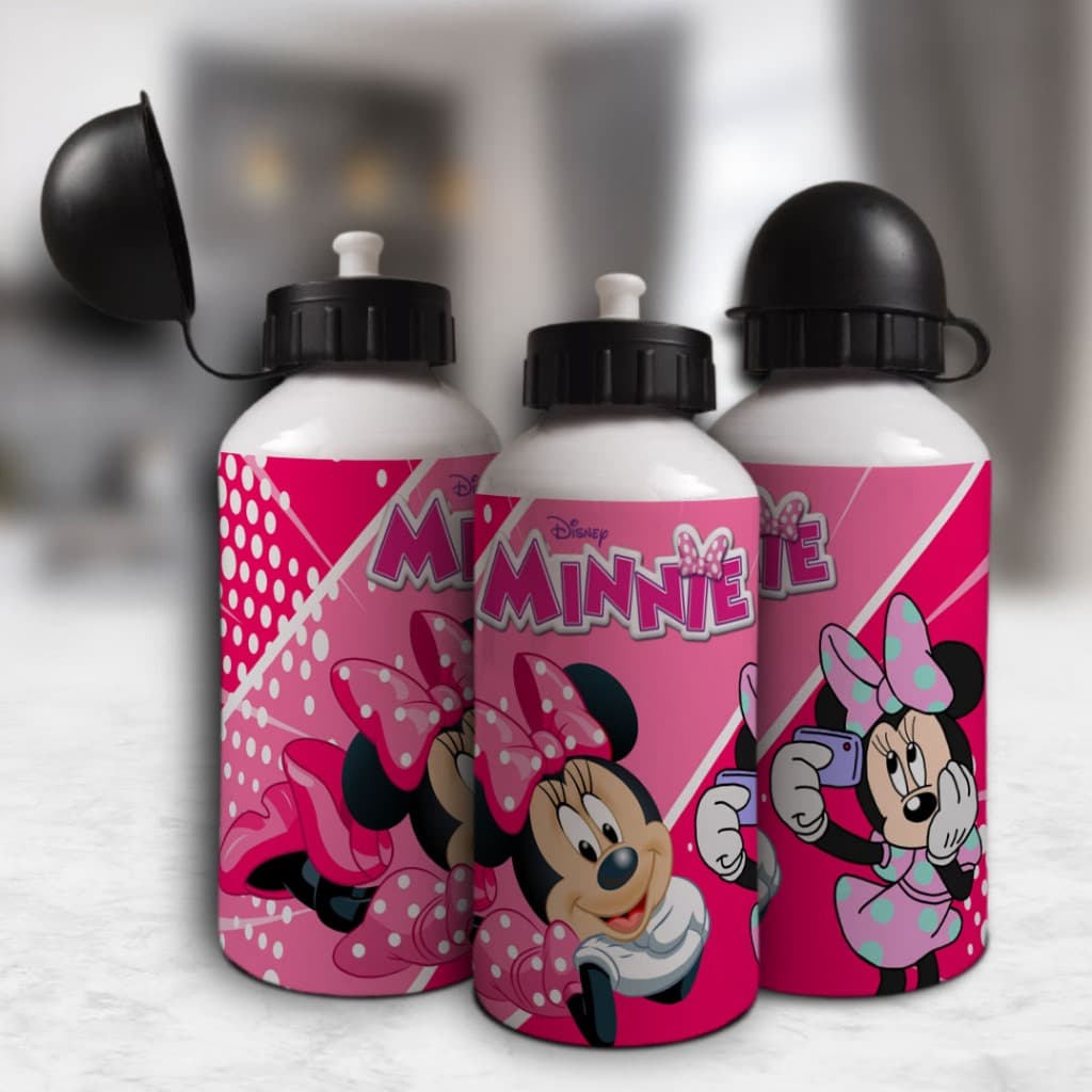 MINNIE ROSA | Garrafa de alumínio personalizada com nome 400 ml - garrafinha de água infantil