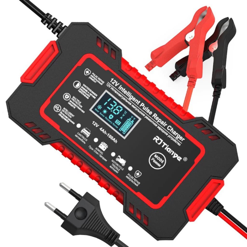 Carregador de Bateria automotivo inteligente 12V Display Digital Automático Energia Reparação
