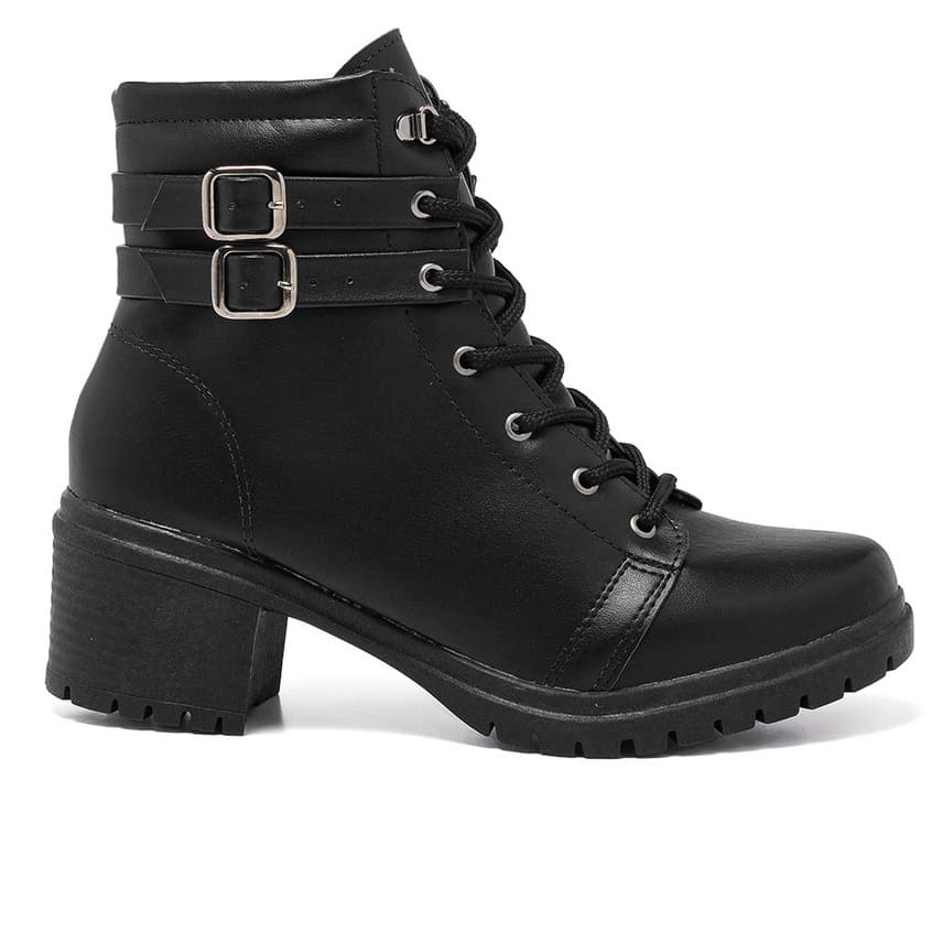 Bota Coturno Feminino Cano Médio Sola Tratorado Fivela Confortável Original Blogueira Promoção