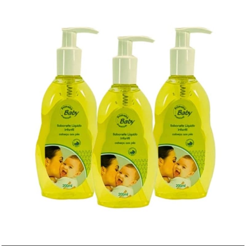 kit com 3 unidades sabonete líquido Primeiro baby infantil kids Lançamento 200 ml