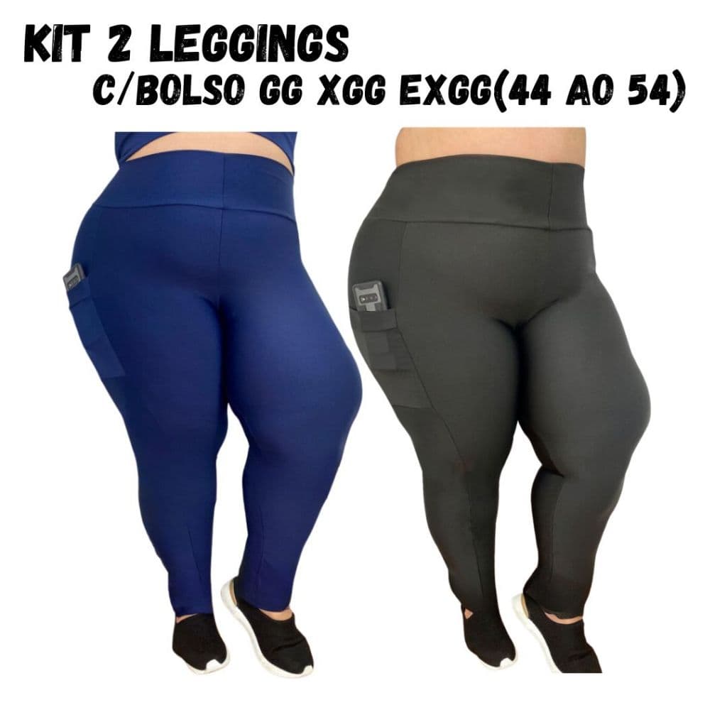 Kit 2 calça legging com Bolso Plus Size GG XGG e EXGG Roupa de academia/treino/casual/caminhada